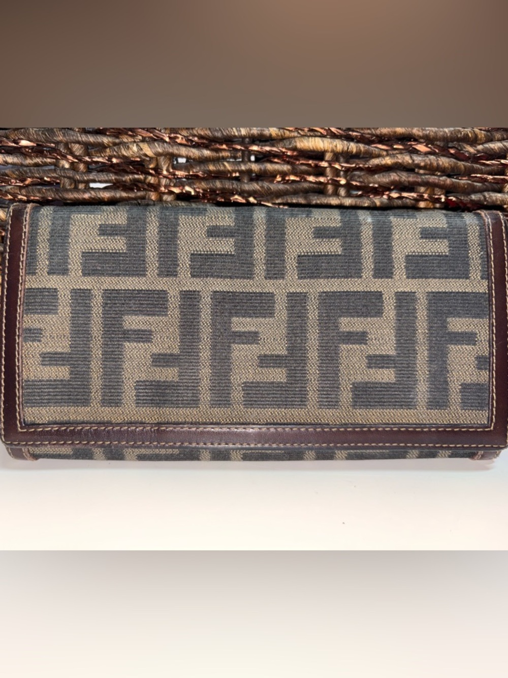 Fendi FF Zucca Monogram Long Wallet Brown Vintage
